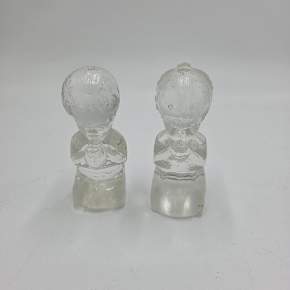 Fenton‎ Clear Glass Praying Boy & Girl Figurines Set Vintage Collectible
